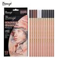 Bian yo 12 Pcs/Box Artist Soft Pastel Pencils Crayon Charcoal Pencils Artiste Wooden Non toxic Pencil for Sketching Drawing. 