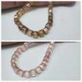 40 Pcs , Square Crystal  Beads, Crafts DIY in Pink/Gold 6mm. 