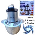 Portable 3 Litre 6 Titanium Blades Stainless Steel Electric Meat Grinder / Chopper / Mincer 4  / 6 Blades Silver Crest 2 in 1 1000 watts with Mixer Kolax / Silver Crest/ GSNational. 