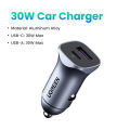 UGREEN 30W Car Charger Dual Port QC 4.0 3.0 Fast Charging For iPhone 16 15 Xiaomi Huawei Samsung Supercharge Type C Charger. 
