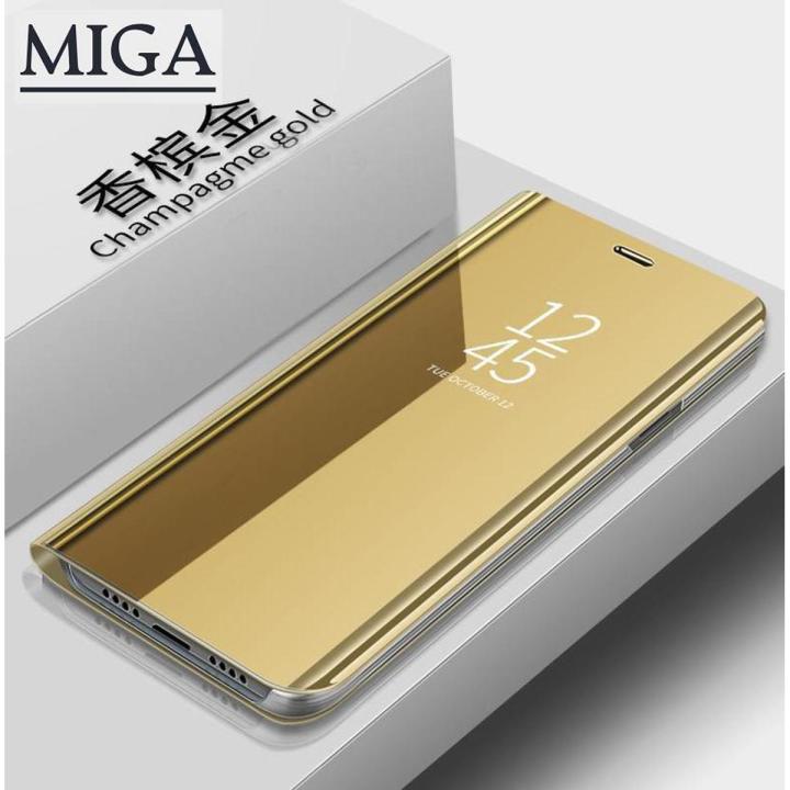 【Miga Plaza】 For Samsung Galaxy NOTE 5 APP Smart Luxury Plating Clear View Mirror Transparent Flip Full Cover PU Leather Phone Case