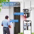 Dual lens CCTV camera, wide-angle IP camera, PTZ security camera, 4x zoom camera, 4MP UHD CCTV, P2P speed dome camera, WiFi home security camera, V380APP compatible camera, remote control CCTV camera, dual lens home surveillance camera. 