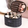 2pcs Fancy Tweed Beauty Box Makeup Cosmetic Organizer Kit for Girls. 