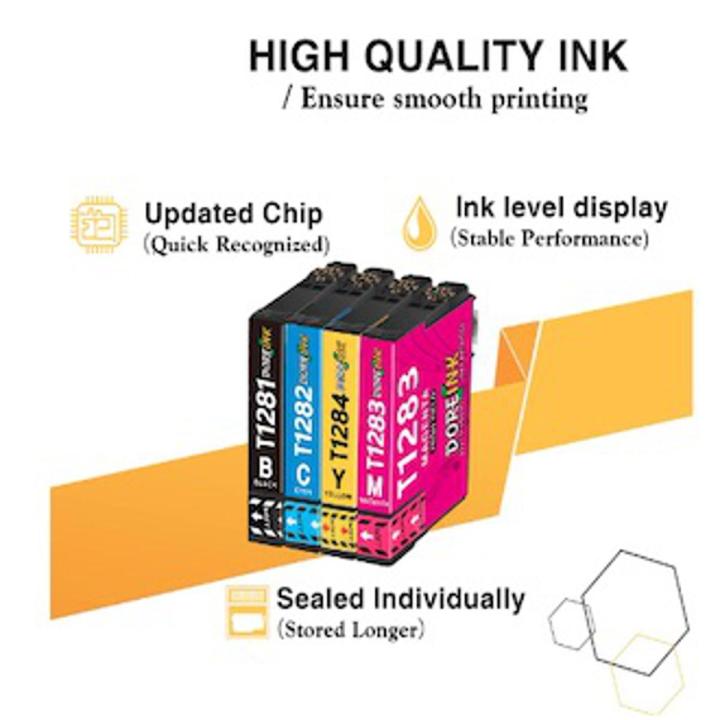Hicorch T1285 Ink Cartridges Replacement for Epson T1281 T1282 T1283 T1284 Multipack Compatible with Epson Stylus SX235W SX425W SX130 SX125 S22 SX230 SX420W SX430W SX440W Office BX305FW,5-pack (2* T1281 Black , 1* T1282 Cyan , 1* T1283 Magenta , 1* T1284