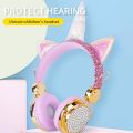 Cartoon Unicorn Wireless Headphone Girls Daughter Bluetooth 5.0 Headset Wireless Girls Kids Cartoon Stereo Earbuds Microphone Learning earphone. 
