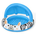 Shaded Baby Pool | Safari Fun Inflatable Play Centre UV Sunshade Inflatable Floor Zebra Design 38" x 26". 