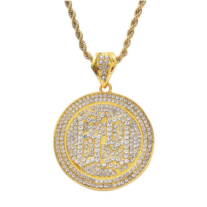 【happy one】Men Hip hop 6ix9ine Rapper pendant necklaces fashion Male Ice Bling rotating pendants necklace gifts