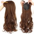 Natural Wave Women Synthetic Hair Light Brown One-piece Hair Extension with Bangs High Temperature Fiber Clip-in Hairpieces. 