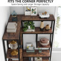 Customised 6-Shelf Corner Bookshelf, Large Modern Corner Bookcase, 6-Tier Tall Corner Shelf Storage Display Rack with Metal Frame for Living Room Home Office (Rustic Brown), Customizable. 