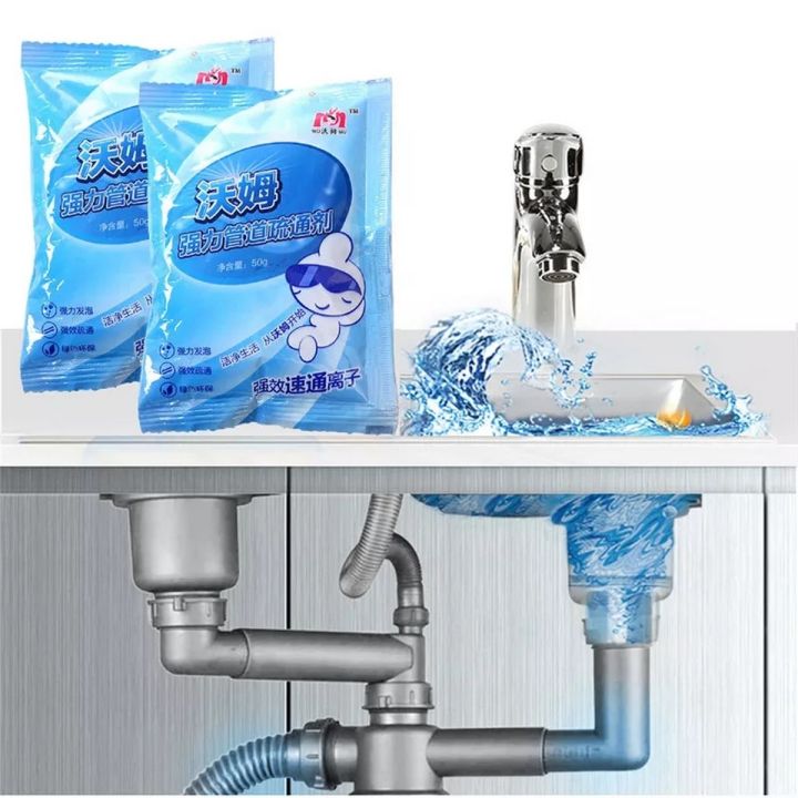 1 Packet (50 Grams) Powerful Toilet & Sink Clog Remover Drain Cleaner ...