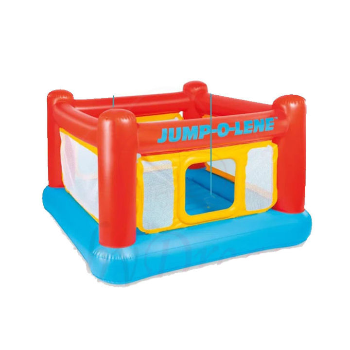 Intex Inflatable Jump-O-Lene Indoor or Outdoor Playhouse Trampoline Bounce Castle House with Crawl-Thru Door and Net for Kids IT-T121