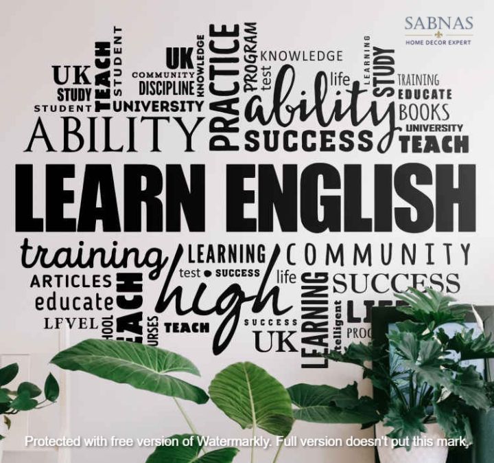 Sabnas Learn English Text Chart Wall Decal Sticker Vinyl 24 X 18 Inches Wall Decor Stickers For Educational Institutes Office school Study room Library centers home Student Black color