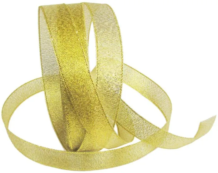 Gold Glitter Ribbon for Crafts- Non-Wired Ribbon