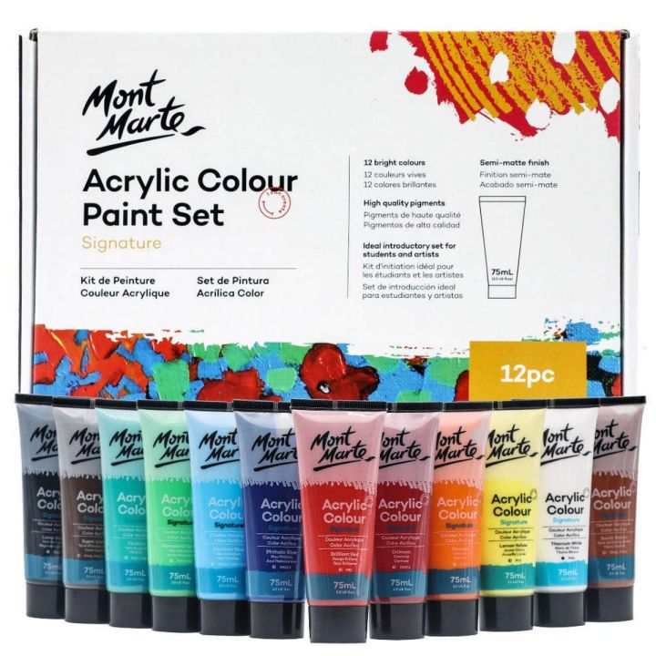 Acrylic Colour Paint Set Signature 12pc x 75ml (2.5 US fl.oz)
