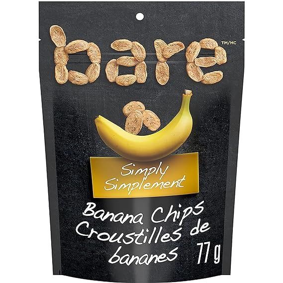 Bare Baked Crunchy Simply Banana Chips, 100g/2.7 oz. Bag {Imported from Canada}