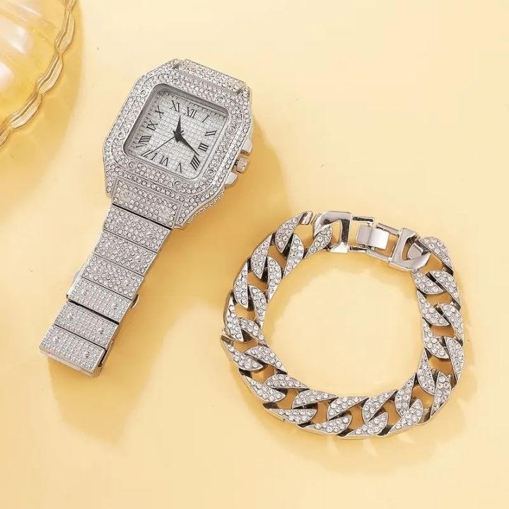 LooKeo%20Mall%20Diamond%20Encrusted%20Women's%20Bracelet%20Watch%20and%20Gold%20Wrist%20Watch%20Set%20-%20Luxury%20and%20Glamorous%20-%20Image%206