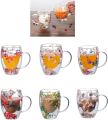 Double Wall Glass Drink Mug with Handle, Heat Resistant Tea Cups, Coffee Mugs for Coffee Cappuccinos Beverage Latte Milk, Style A. 