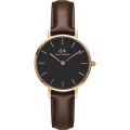Daniel Wellington Black Dial Black Leather Strap Watch For Unisex DW00100165. 