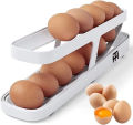 Egg Holder for Fridge, Egg Dispenser, Automatic Rolling Egg Container, 2-Tier Egg Dispenser, Space Saving Egg Tray for Refrigerator, Egg Holder, Refrigerator, Rolldown Egg Dispenser Auto Rolling Egg Holder Storage Rack By TINTED HEAVEN. 