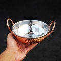 Copper Karahi for Serving | Copper outside Steel Inside | 500g capacity | 6 Inch | Hammered Design. 