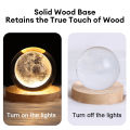 3D Laser Engraved Crystal Ball LED Night Light with Wooden Base - Solar System and Galaxy Design, USB Powered, 6/8 cm Ornament. 
