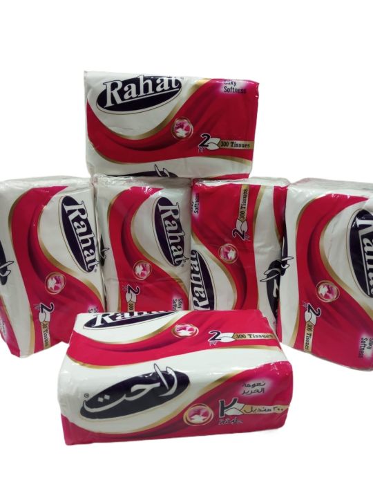 Rahat Tissue 2 Ply 300 Tissues Silky Soft Napkins Tissues, 12 Packs