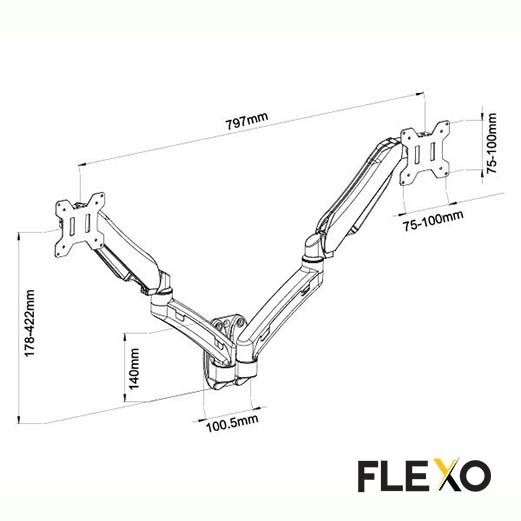 Flexo%20Ergonomic%20Dual%20LED%20Hydraulic%20Monitor%20Arm%20Stand%20%7C%20Adjustable%20Wall%20Mount%20for%2013"%20to%2027"%20Screens%20with%20Tilt,%20Rotation%20&%20Wire%20Management%20-%20Image%204
