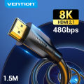 Vention HDMI 2.1 Cable 8K 60HZ 4K 120HZ 2K 240Hz 48Gbps Ultra High Speed HDR hmdi Cable Gold Plated Cable HDMI to HDMI  connector 1m 1.5m 2m 3m 5m. 