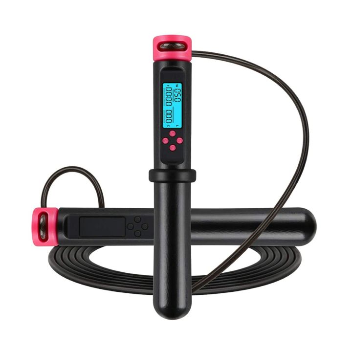 Jump Rope with Counter for Fitness,Digital Weight Calories Time Skipping Rope for Exercise,Adjustable Speed Rope,Pink