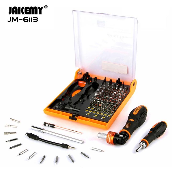 JAKEMY JM-6113 Promotional household diy tools ergonomically handle magnetic bits connector adjustable flexible screwdriver set