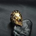 Fashion High Quality Animal stone ring Men's Lion Rings Stainless Steel Rock Punk Rings Men Lion's head Gold Jewelry Wholesale. 
