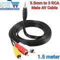 3.5mm Jack Male to 3 RCA Cable Male Audio Video AV Cable Wire Cord. 