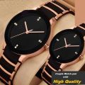 Couple Stylish Watch For Men Women Stainless Steel Wrist Watch - Free Box (Pack of 2). 
