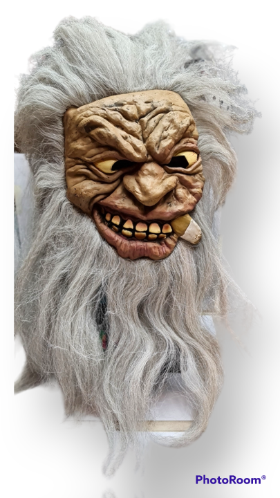 Old Man Mask with long wig and beard looks so real