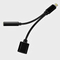 Lightning to 3.5mm 2 in 1 Earphone Audio Adapter without bluetooth compatible For iPhone Charger Cable Mobile Phone Aux Dual Jack Splitter Headphone & Fast Charging Connector Converter for pubg and gaming. 