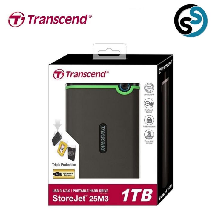 Transcend 1 TB 2.5 inch USB 3.0 Military-Grade Shock Resistance Portable Hard Drive