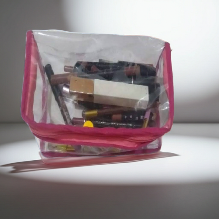 CUSTOMIZE Multi Purpose Cosmetic PVC Plastic Bag Organizer Storage Jewellery Vanity Box Makeup KitJewellery Organizer Box for Girls | Ear Rings & Necklace_Bracelets Holder | Small Jewelry Box Vanity Hanger Stand Velvet