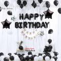 Black & White Happy Birthday Theme , for Birthday parties ... Best for Your Special One , Birthday Boy/ Girl - Black HBD foil + Black HBD banner+4 Stars foil( 2 Black,2 Silver)+40 Latex Balloons(Black,White). 