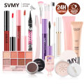 SVMY 13pcs Full Face Makeup Set BB cream Eyeliner Eyebrow cream Eye shadow Mascara Lipstick Loose powder Pre makeup lotion Concealer Eyebrow knife Eyelash curler Brush. 