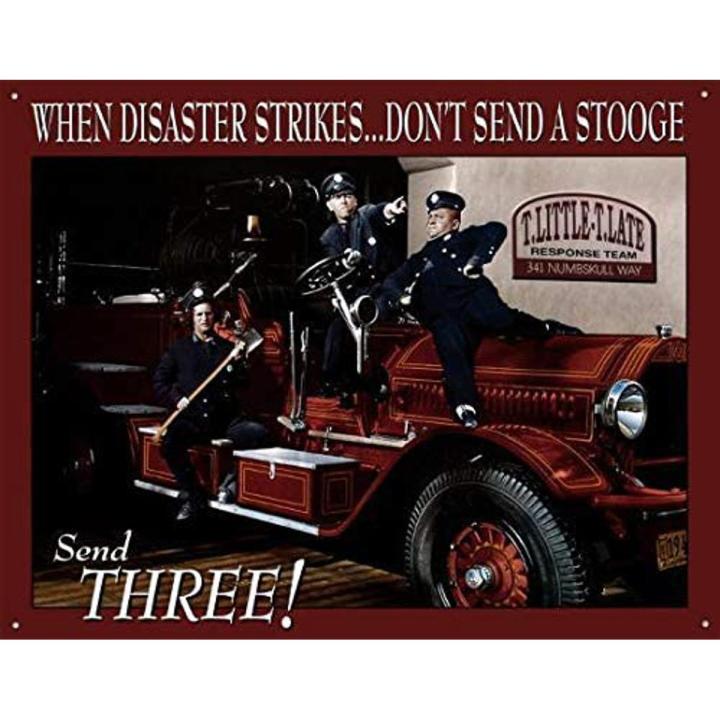 HomDeo Shop Metal Signs 12x8 Inches Retro Cellar Wall Decor Basement Tin Sign Bar Three Stooges Fire Department Gym