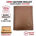 Genuine Cow Leather Short Bifold Book Wallet for Men. 