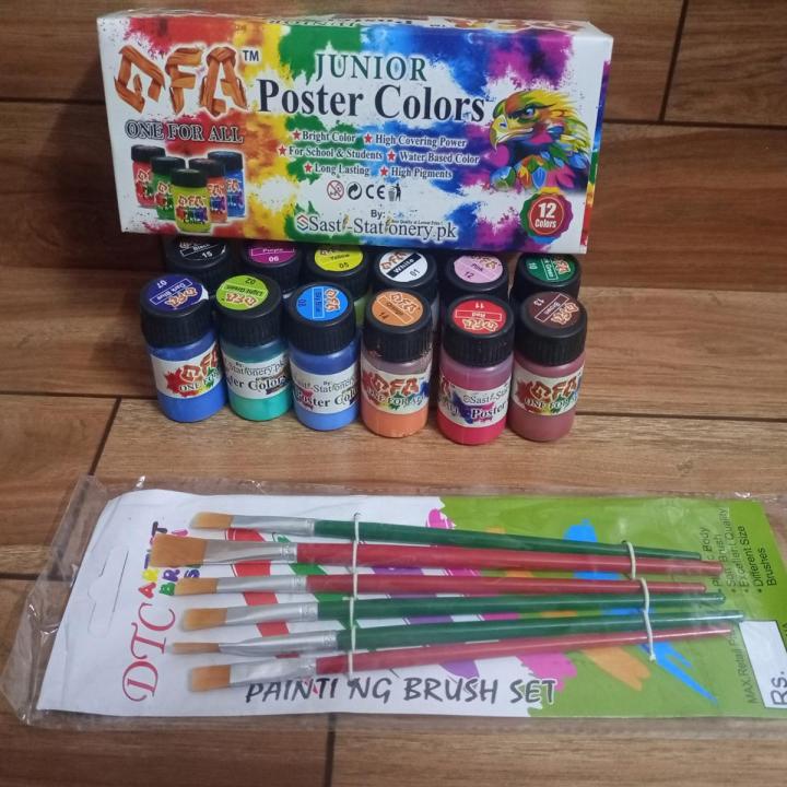 12 OFA Poster Color+6Brush / Poster Colors - 12 different shades ...