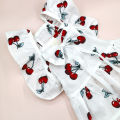 Ruffled Sleeves Pet Outfit Adorable Cherry Print Pet Dress with Headgear for Stylish Cats Dogs Perfect Summer Outfit for Furry Friend Pet Headgear. 