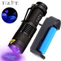 LED UV Flashlight 365nm 395nm Blacklight Scorpion UV Light Pet Urine Detector Zoomable Ultraviolet rechargeable outdoor lighting. 