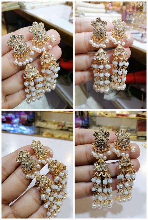 Indian jhumka earrings gold palated 1carat 100 %pure andian