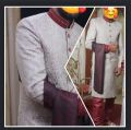 High Quality Dulha Sherwani 2025 Sherwani For Groom Sherwani For Dulha Wedding Dress For Baraat Dress And Nikkah Suit With Mathching Groom kullah - Kulla - Turban and Khosa/Khusa/Khussa. 