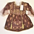 Baby Girl Stylish Eid and Wedding Dress For 1 to 6 year Frock and Pajama in Brown Color. 