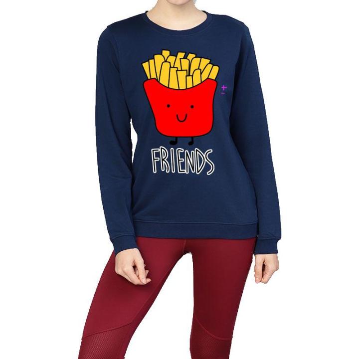 Navy Blue Fleece Winter High Quality Sweatshirt For Women