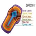 Set of measuring Spoons made of Colored Plastic 6 Pcs different sizes. 
