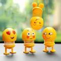 Cute Emoji Mini Shaking Head Car Ornament Dolls Funny Smile Face Springs Dancing Toy Car Ornament 1piece. 